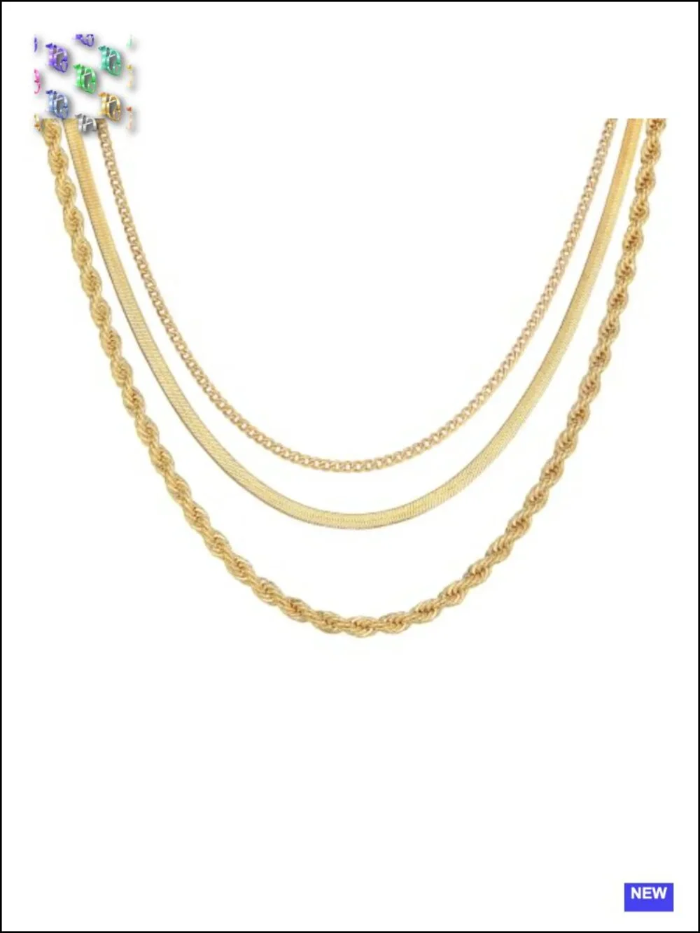 14K Gold Plated Layered Chain Choker Necklace Set for Women